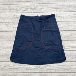 Brooks Brothers Skirt Women's 2 Navy Blue Contrast Stitch Mini A-Line Utility